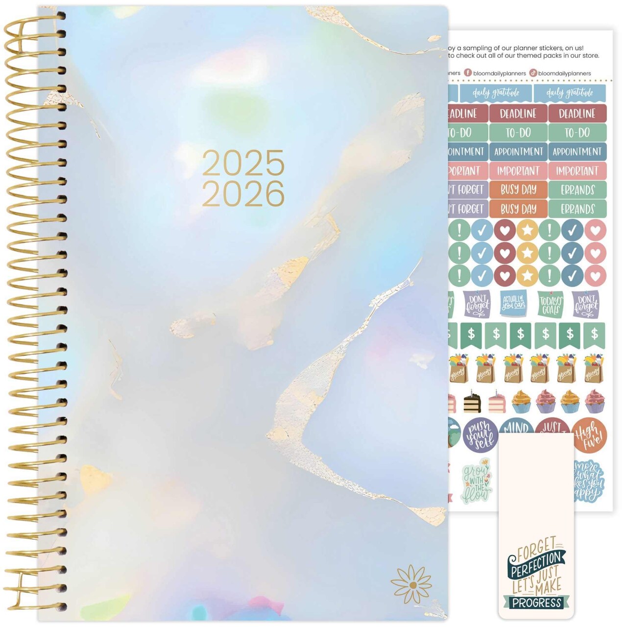 bloom daily planners 2025-26 Academic Planner, Soft Cover, 5.5" x 8.25", Iridescent Opal